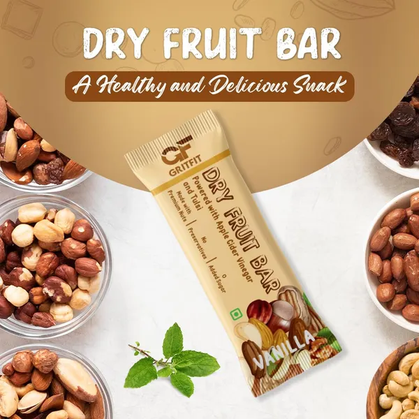 GRITFIT_Superfood_40_grams_Dry_Fruit_Vanilla_Bar_[Pack_of_6],_5.66g_Protein_&_3.76g_Fiber_Per_Bar,_Nutrient-Packed_Snack,_No_Added_Sugar,_Preservatives_or_Trans_Fats,_Cholesterol_Free_100%_Veg_for_Energy_&_Immunity
