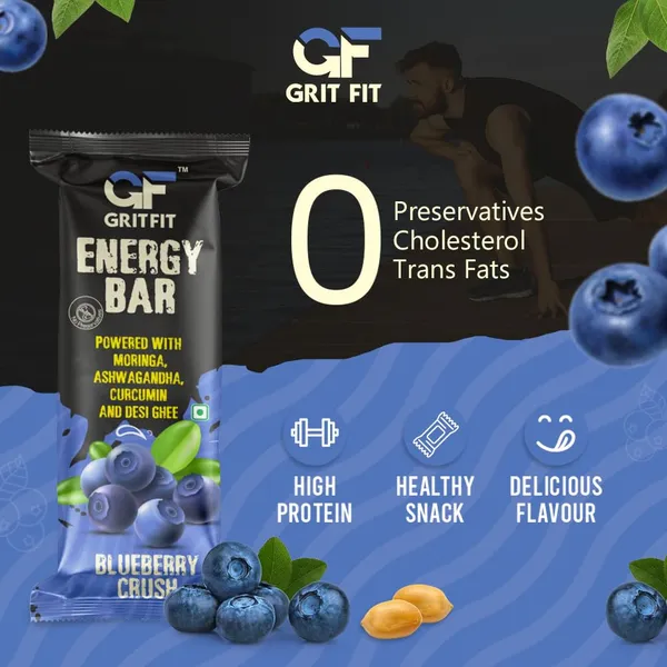 GRITFIT_Superfood_40_grams_Energy_Bar_Blueberry_Crush_(Pack_of_6),_4.84g_Protein_and_3.13g_Fiber_Per_Bar,_Nutrient-Rich_Snack,_No_Preservatives,_Trans_Fats_or_Cholesterol,_100%_Veg_for_Energy_&_Immunity