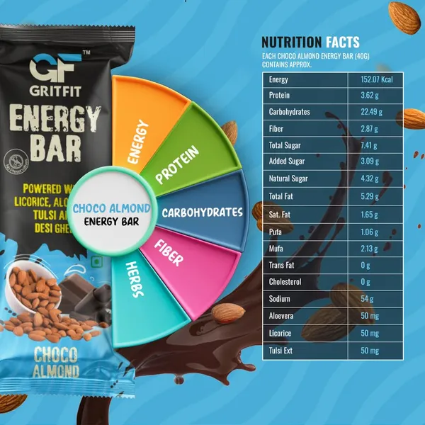 GRITFIT_Superfood_Choco_Almond_40_grams_Energy_Bar_[Pack_of_6],_3.62g_Protein_and_2.87g_Fiber_Per_Bar,_Nutrient-Rich_Snack,_No_Preservatives,_Cholesterol_or_Trans_Fats,_100%_Veg_for_Energy_&_Immunity