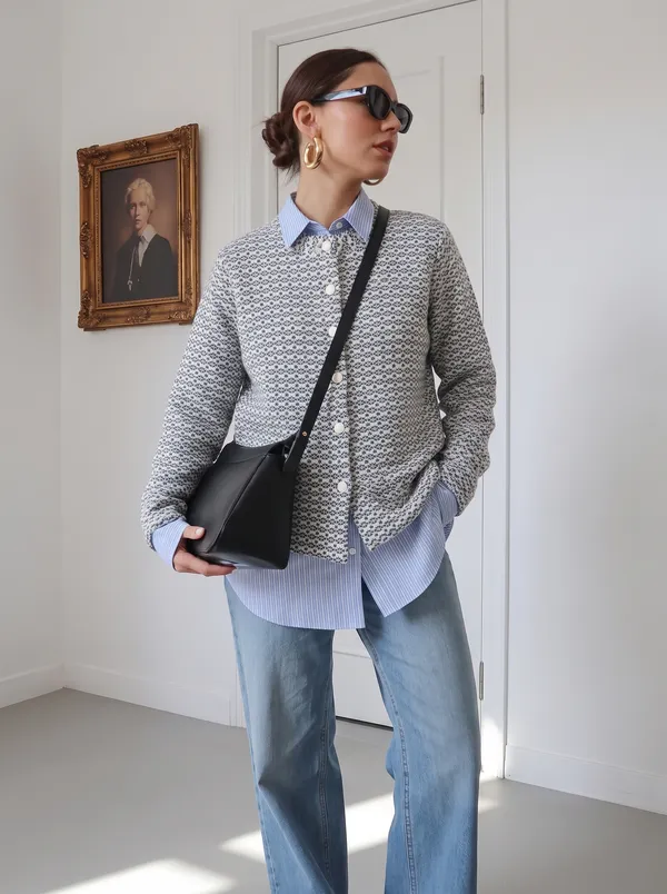 Women's_Geometric_Pattern_Cardigan_Black