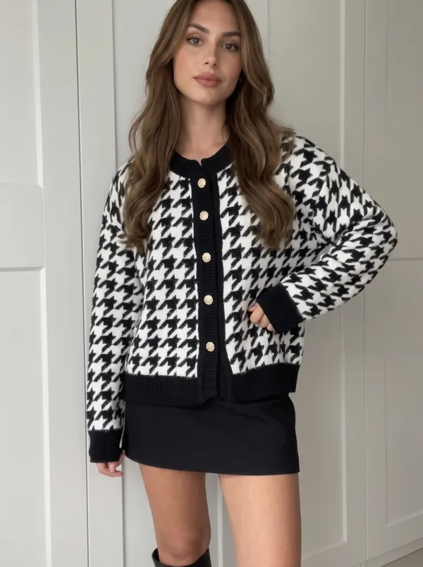 Women's_Houndstooth_Cardigan_Black