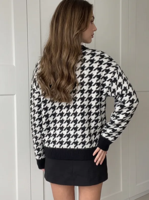 Women's_Houndstooth_Cardigan_Black