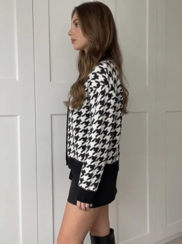 Women's_Houndstooth_Cardigan_Black