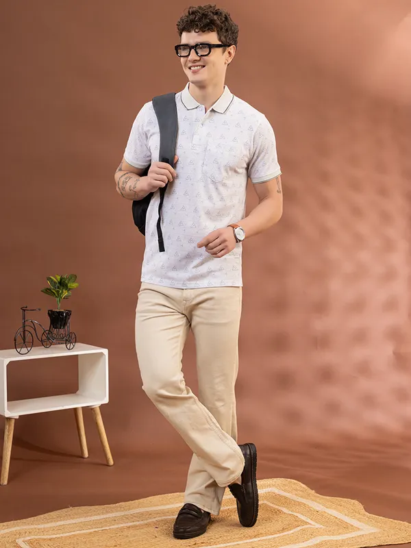 Camel_Cotton_Printed_Polo