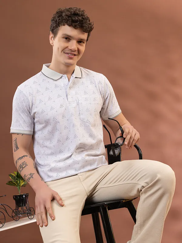 Camel_Cotton_Printed_Polo