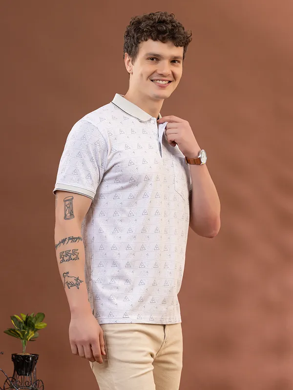 Camel_Cotton_Printed_Polo