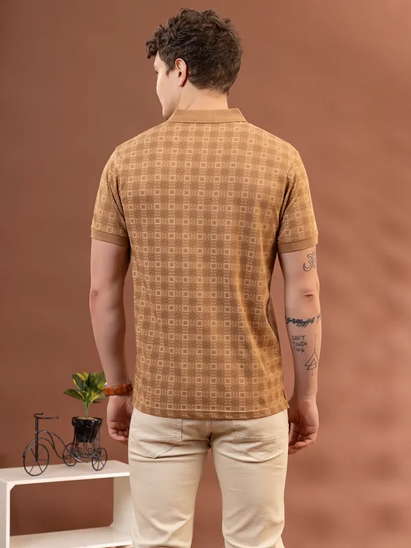 Coffee_Cotton_Printed_Polo