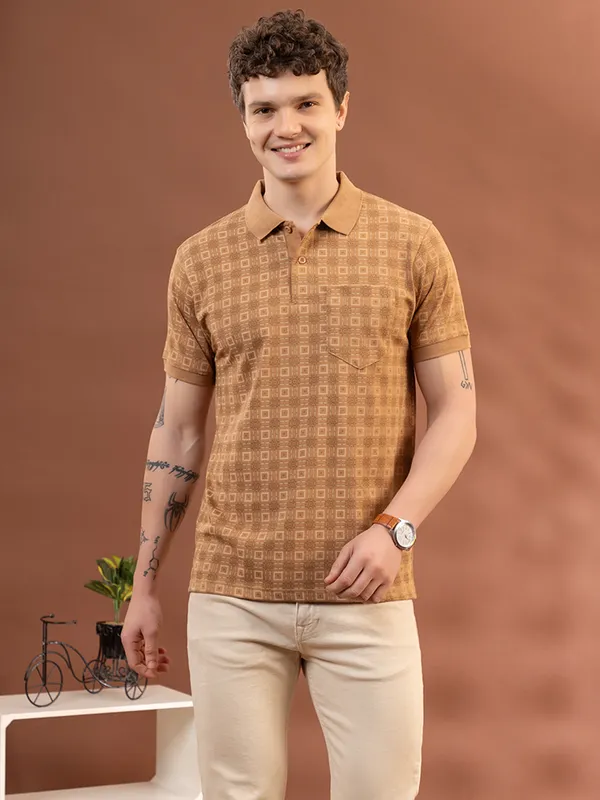 Coffee_Cotton_Printed_Polo