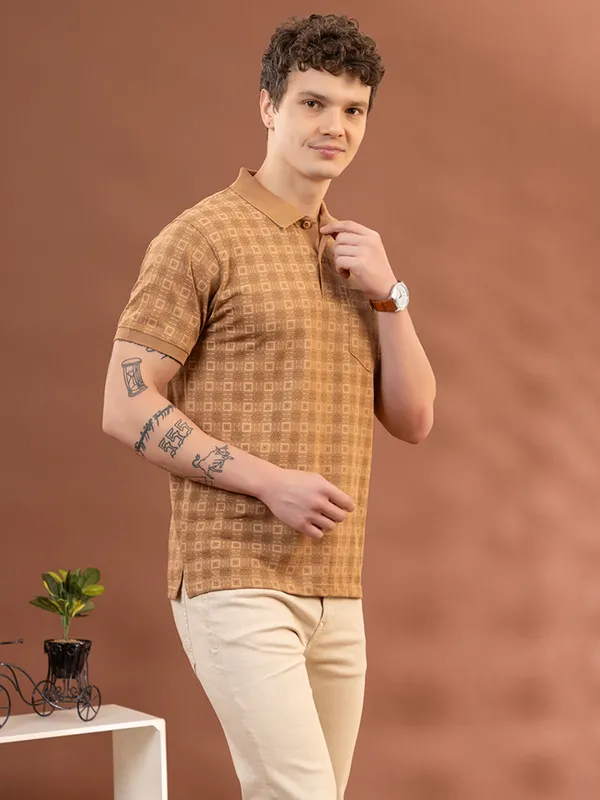 Coffee_Cotton_Printed_Polo