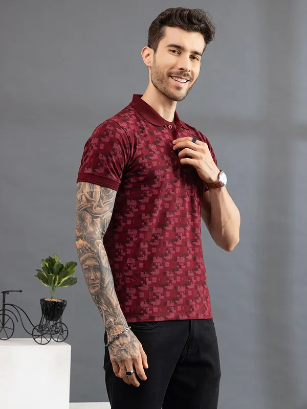Maroon_Cotton_Polo