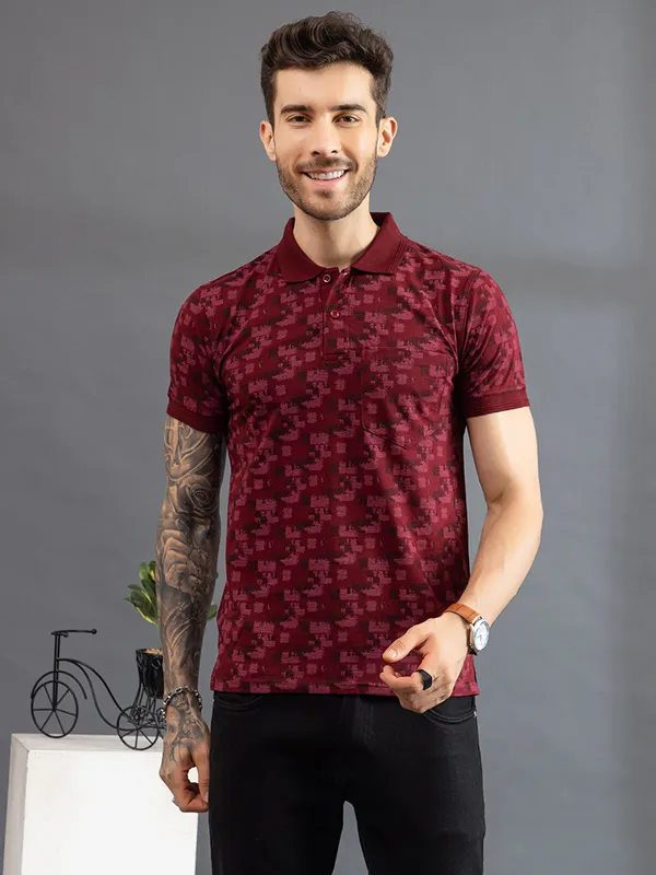 Maroon_Cotton_Polo