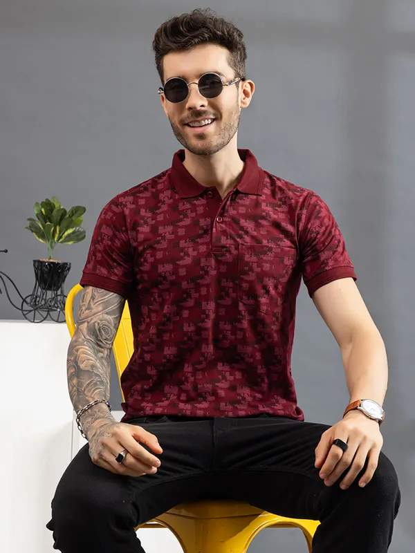 Maroon_Cotton_Polo