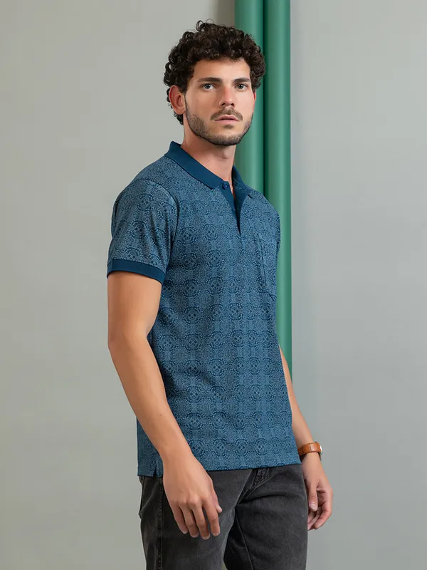 Blue_Cotton_Printed_Polo