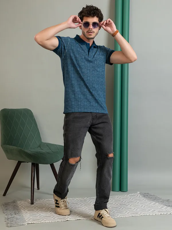 Blue_Cotton_Printed_Polo