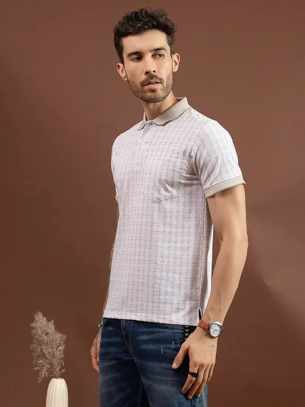 Khaki_Cotton_Printed_Polo