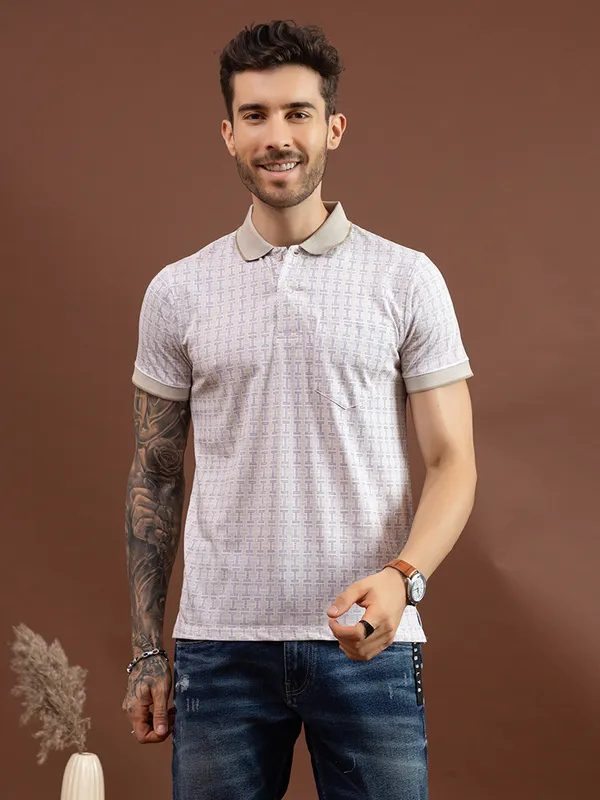 Khaki_Cotton_Printed_Polo