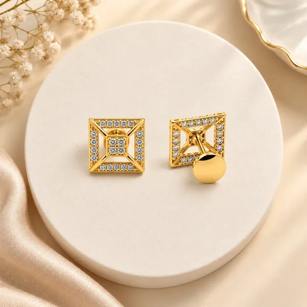 Gold_Square_Rhinestone_Cufflinks_for_Men