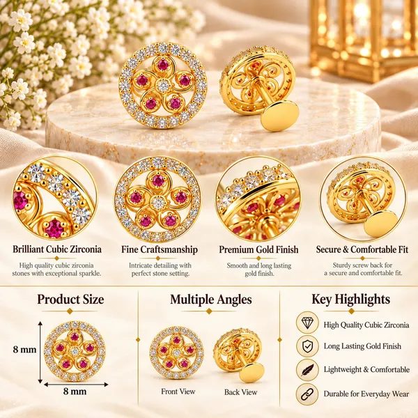 Gold_Finish_Cubic_Zirconia_Stud_Earrings_For_Women