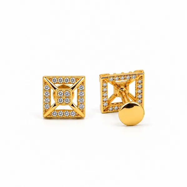 Gold_Square_Rhinestone_Cufflinks_for_Men