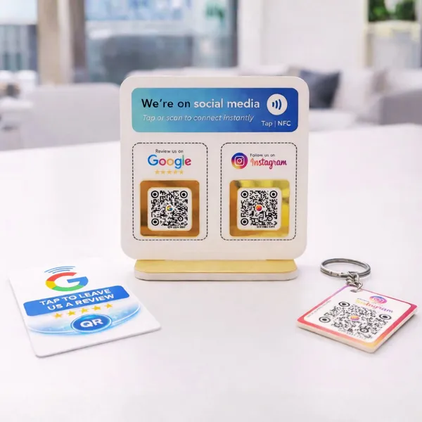 Starter_Kit_-_2_In_One_Standee,_QR_Google_Card,_QR_Instagram_Keychain