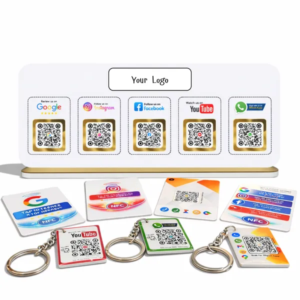 Custom_Elite_Kit_-_5_In_One_Standee,_NFC_5-1_Card,_NFC_Google_Card,_NFC_Instagram_Card,_NFC_Digital_Card,__NFC_Digital_Business,_Google_and_Instagram_Keychains