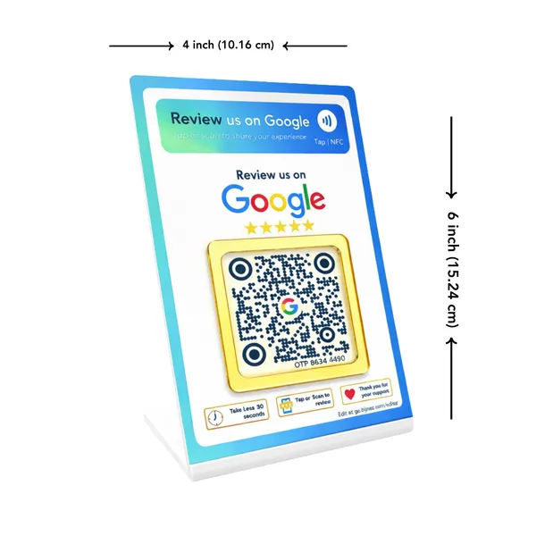 NFC_4×6_Google_Review_Standee_+_NFC_Review_Card_+_QR_Keychain_Combo_|_Lifetime_|_Editable_Anytime_(3_Items)
