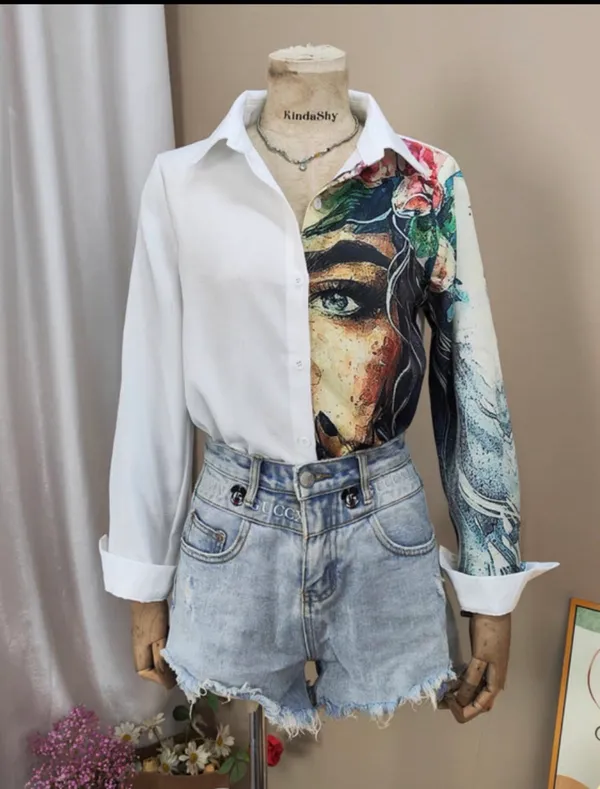 White_Cotton_Blend_Printed_Shirt_For_Women