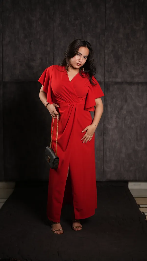 Black_Polyester_With_Sequins_Bodycon_Mini_Dress_And_Red_Polyester_Blend_Slit_Dress_For_Women