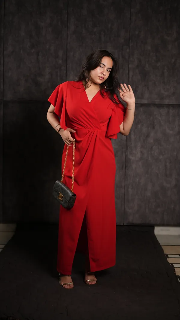 Black_Polyester_With_Sequins_Bodycon_Mini_Dress_And_Red_Polyester_Blend_Slit_Dress_For_Women
