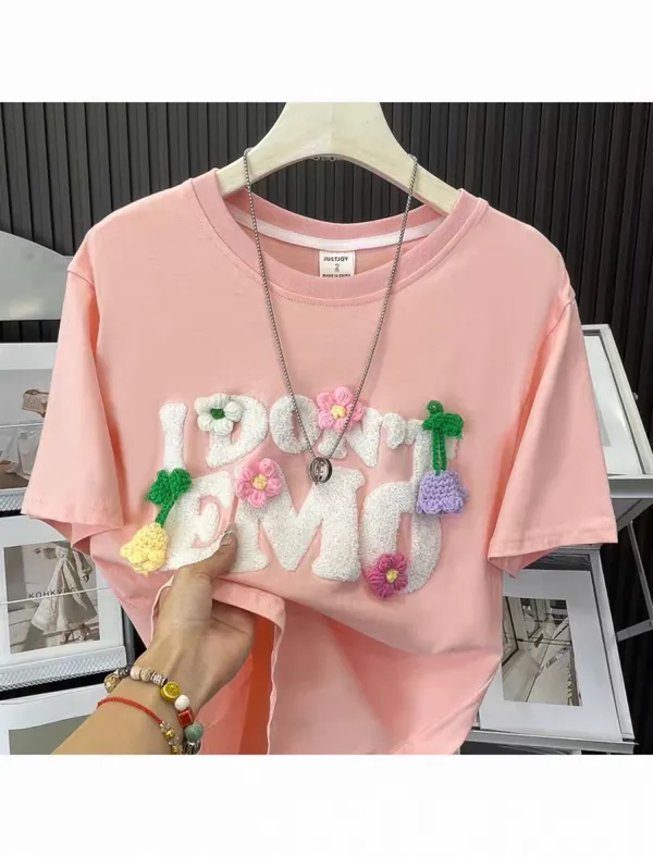 Pink_Cotton_Blend_T_Shirt_For_Women