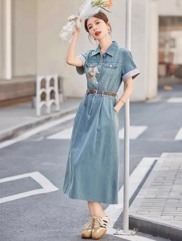 Blue_Denim_Cotton_Shirt_Dress_For_Women