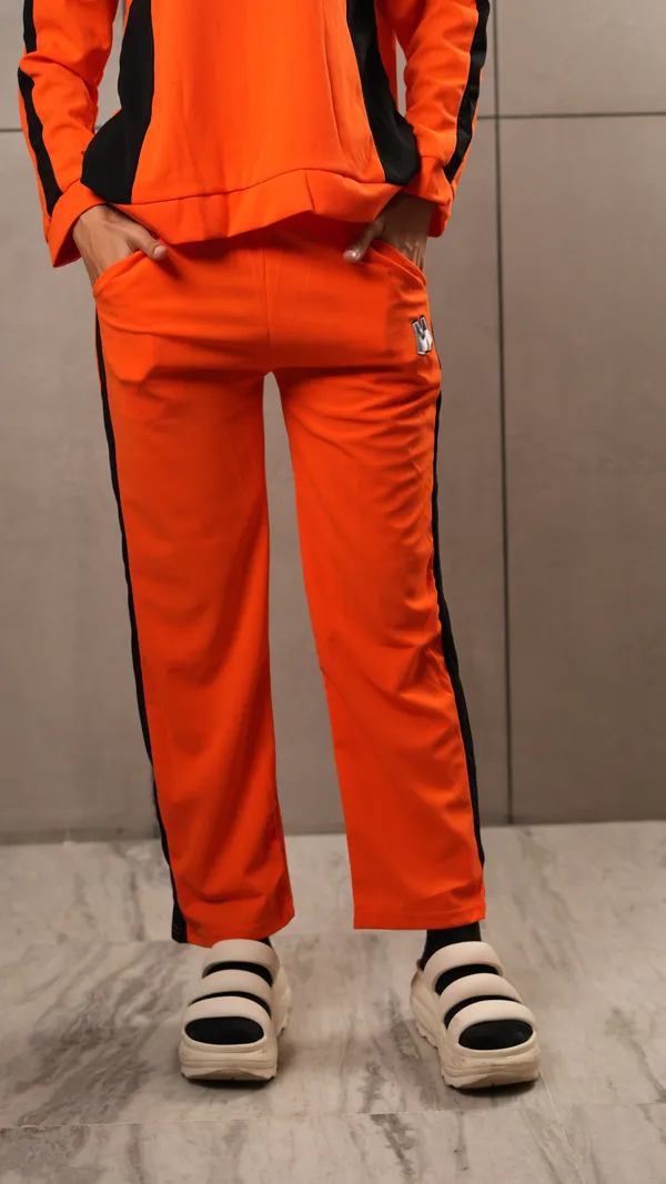Orange_Polyester_Blend_Track_Suit_Set_For_Women