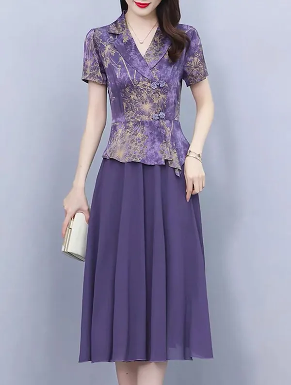 Purple_Polyester_Blend_One_Piece_Set_Peplum_&_Skirt_For_Women