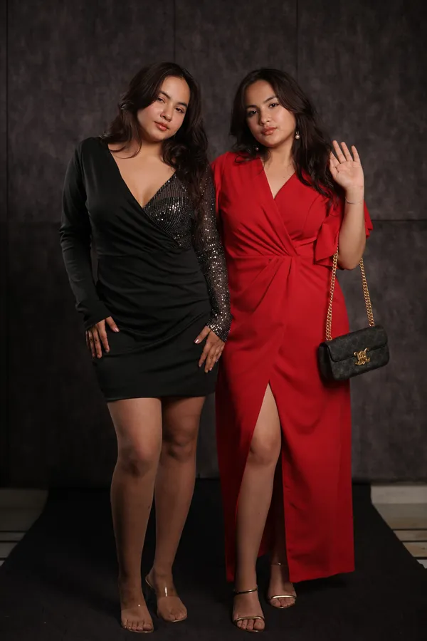 Black_Polyester_With_Sequins_Bodycon_Mini_Dress_And_Red_Polyester_Blend_Slit_Dress_For_Women
