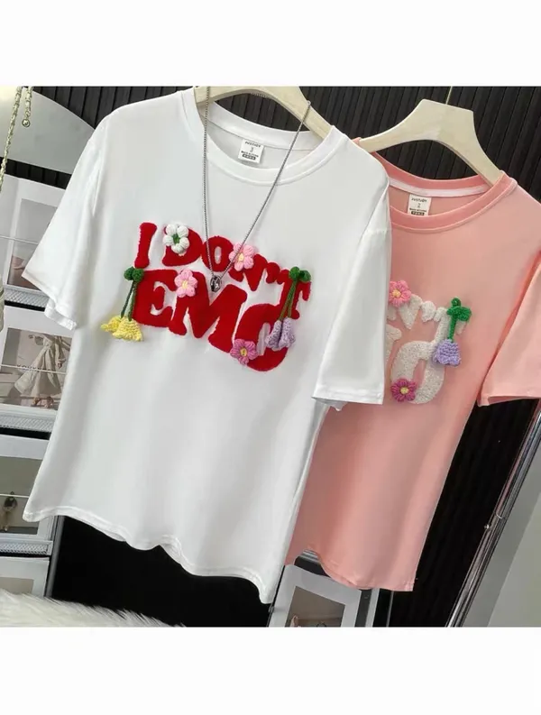 Pink_Cotton_Blend_T_Shirt_For_Women