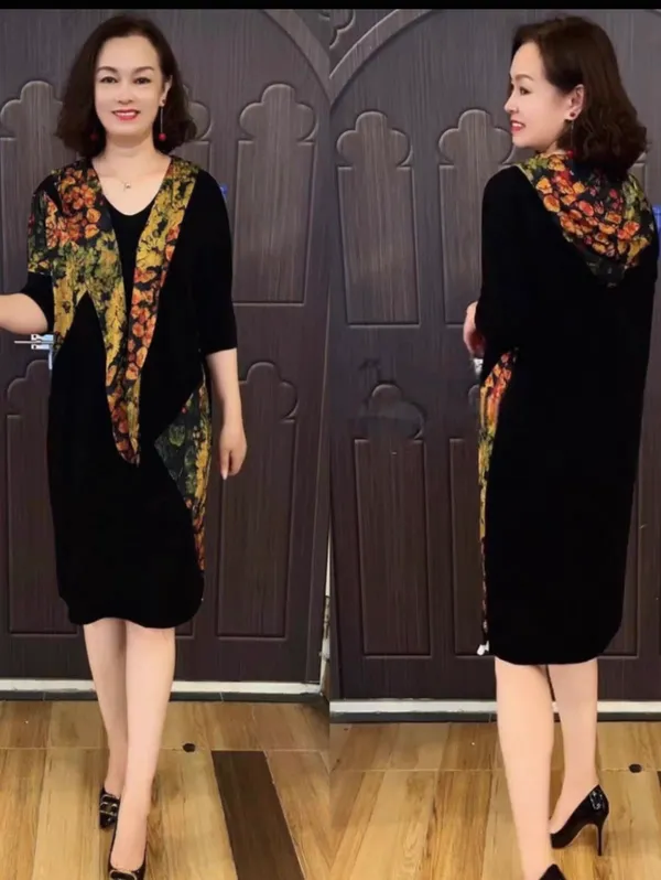 Black_Georgette_Polyester_Midi_Dress_For_Women
