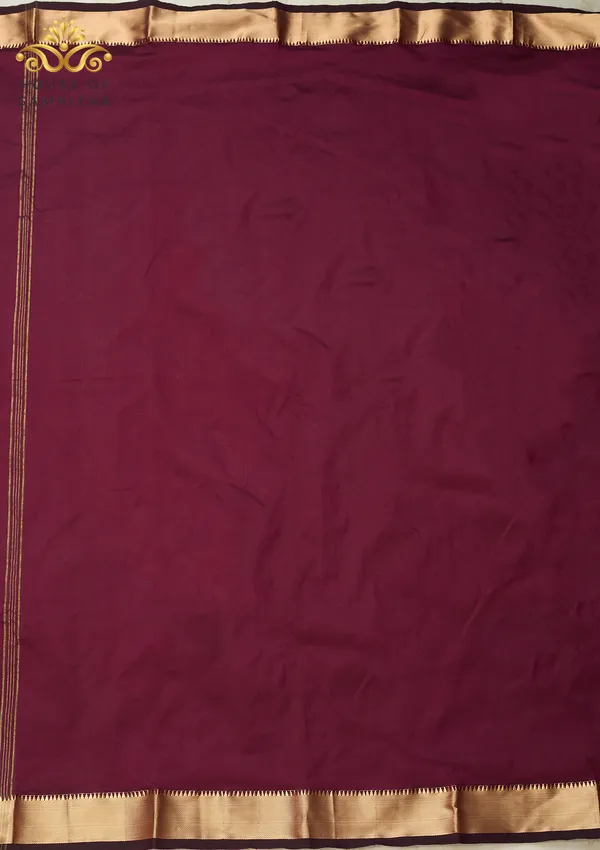 Radiant_Wine_Saree_With_Traditional_Gold_Zari_Border_|_Semi_Kanchi_Pattu