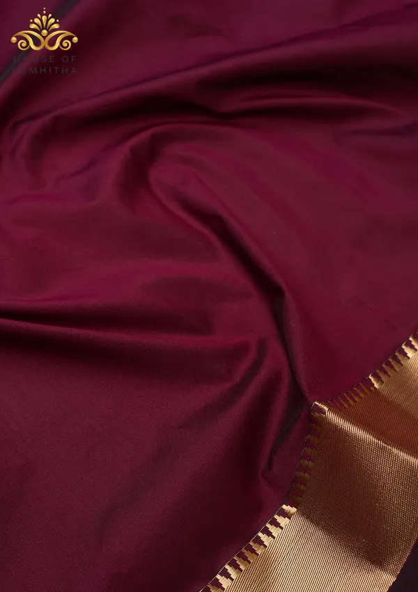 Radiant_Wine_Saree_With_Traditional_Gold_Zari_Border_|_Semi_Kanchi_Pattu