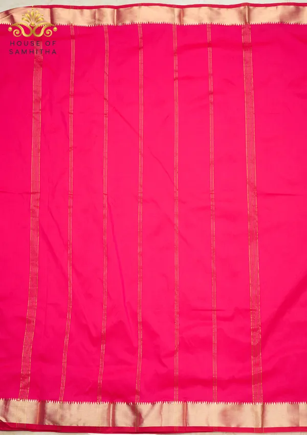 Vibrant_Pink_Saree_With_Traditional_Gold_Zari_Border_|_Semi_Kanchi_Pattu