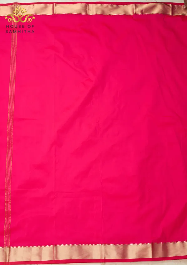 Vibrant_Pink_Saree_With_Traditional_Gold_Zari_Border_|_Semi_Kanchi_Pattu