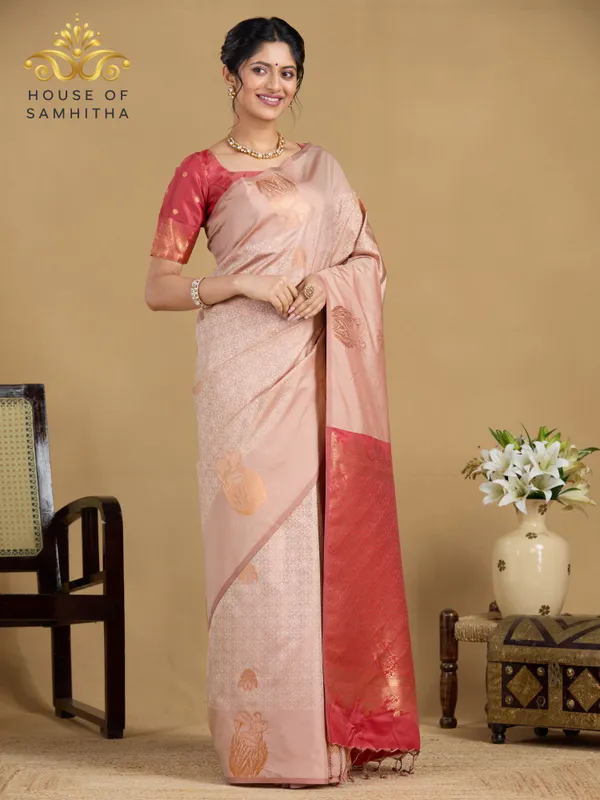 Rose_Pink_Semi-Soft_Silk_Saree_With_Contrast_Border_&_Intricate_Floral_Zari