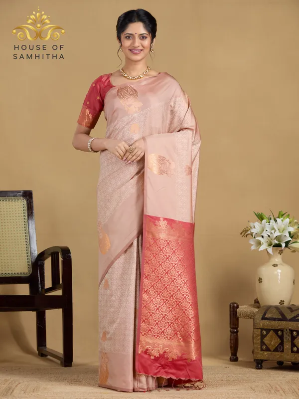 Rose_Pink_Semi-Soft_Silk_Saree_With_Contrast_Border_&_Intricate_Floral_Zari