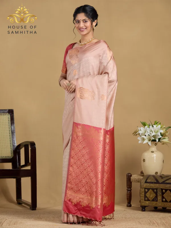 Rose_Pink_Semi-Soft_Silk_Saree_With_Contrast_Border_&_Intricate_Floral_Zari
