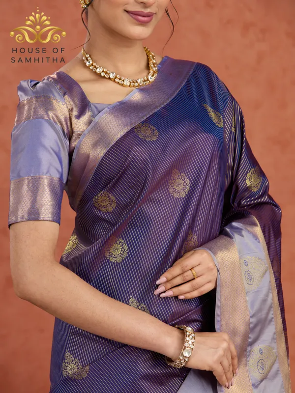 Regal_Purple_Tissue_Brocade_Semi-Kanchi_Pattu_Saree_With_Elegant_Gold_Zari_Border
