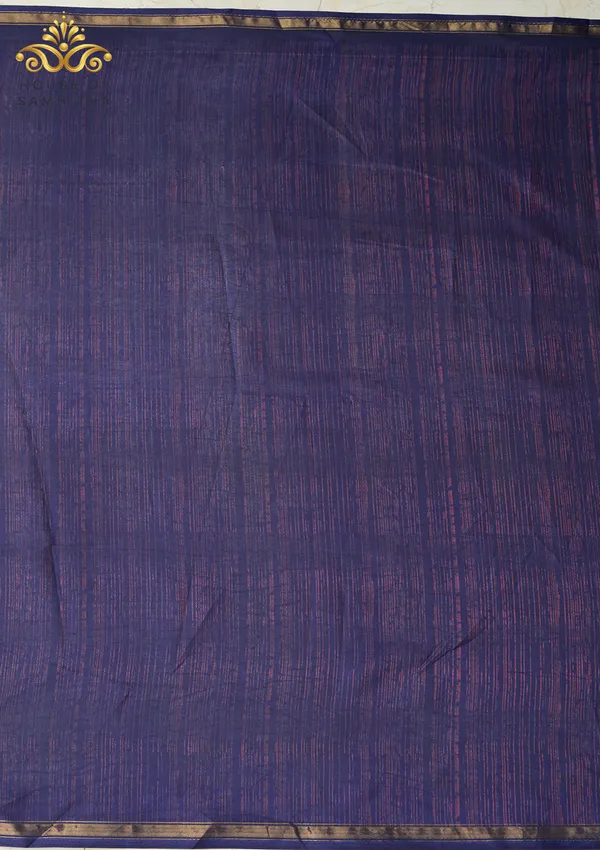 Navy_Blue_Dola_Silk_Saree_Featuring_Multi-Color_Kalamkari_Paisley_Print_And_Zari_Border
