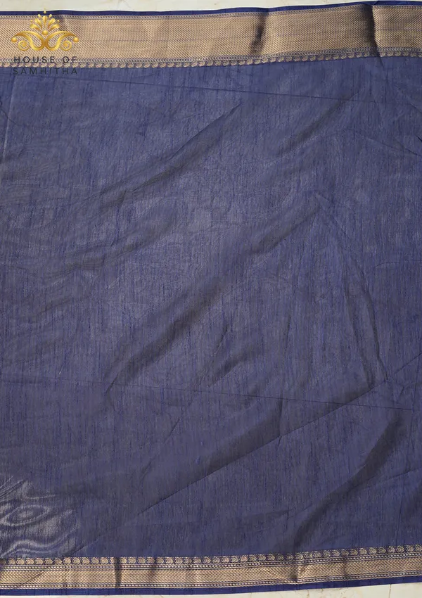 Rani_Pink_Dola_Silk_Saree_With_Navy_Blue_Bandhani_Print_And_Antique_Gold_Zari_Border