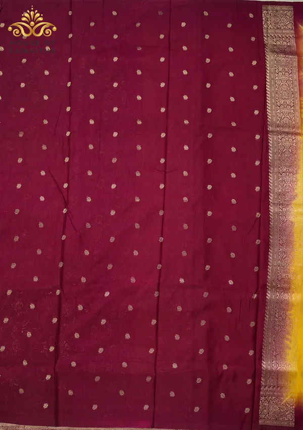 Radiant_Golden_Yellow_Banarasi_Imitation_Semi-Silk_Saree_With_Floral_Zari_Brocade_And_Contrast_Wine_Border