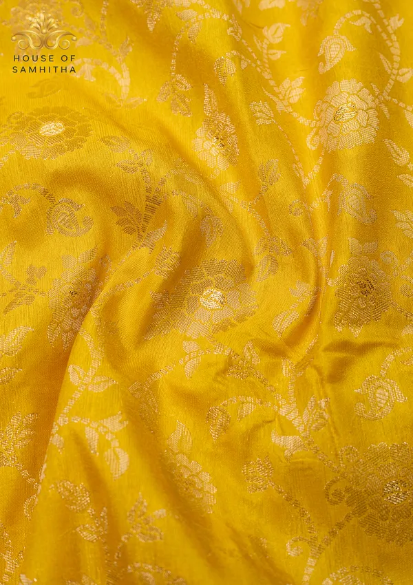Radiant_Golden_Yellow_Banarasi_Imitation_Semi-Silk_Saree_With_Floral_Zari_Brocade_And_Contrast_Wine_Border