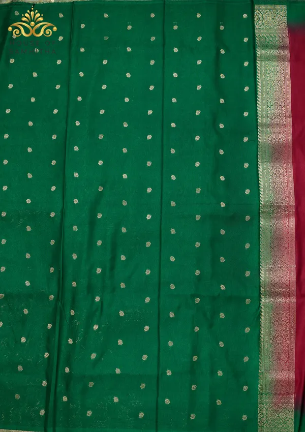 Exquisite_Wine_Banarasi_Imitation_Semi-Silk_Saree_With_Floral_Zari_Brocade_And_Contrast_Green_Border