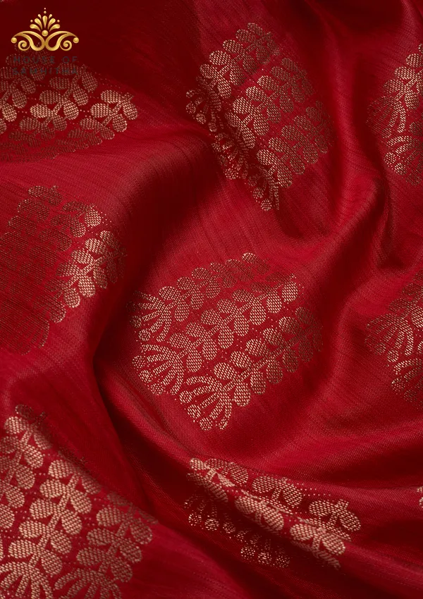 Elegant_Crimson_Red_Semi-Tussar_Silk_Saree_With_Antique_Gold_Zari_Butas_And_Floral_Border